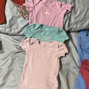 Carter's Pink, Teal, and Striped Bodysuits